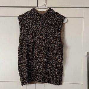 Sanctuary Leopard Print Sleeveless Knit Tank in Brown and Black